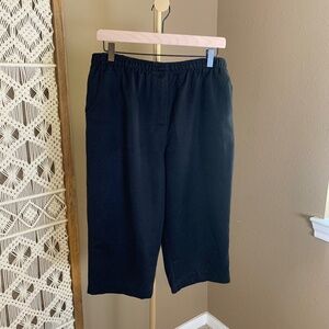 Alia Pull On Elastic Waist Crop Pants ~ Size 14P ~ Black ~ High Rise